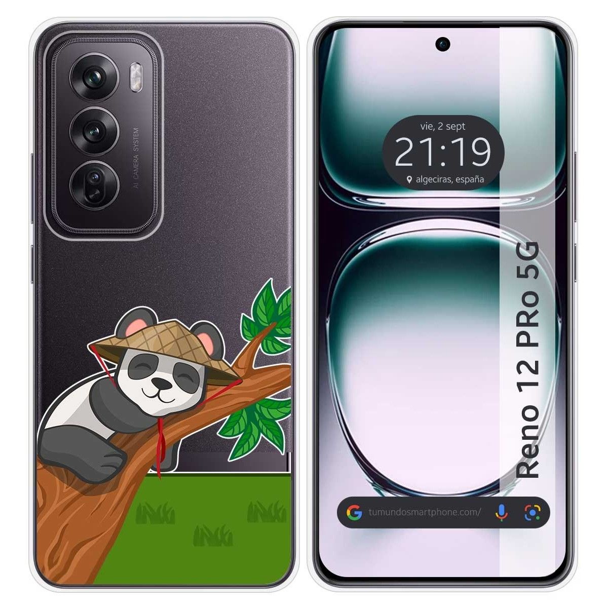 Funda Silicona Transparente para Oppo Reno 12 Pro 5G diseño Panda Dibujos