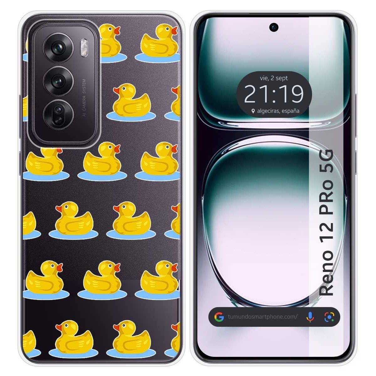 Funda Silicona Transparente para Oppo Reno 12 Pro 5G diseño Pato Dibujos