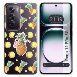 Funda Silicona Transparente para Oppo Reno 12 Pro 5G diseño Piña Dibujos