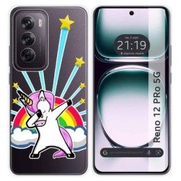 Funda Silicona Transparente para Oppo Reno 12 Pro 5G diseño Unicornio Dibujos