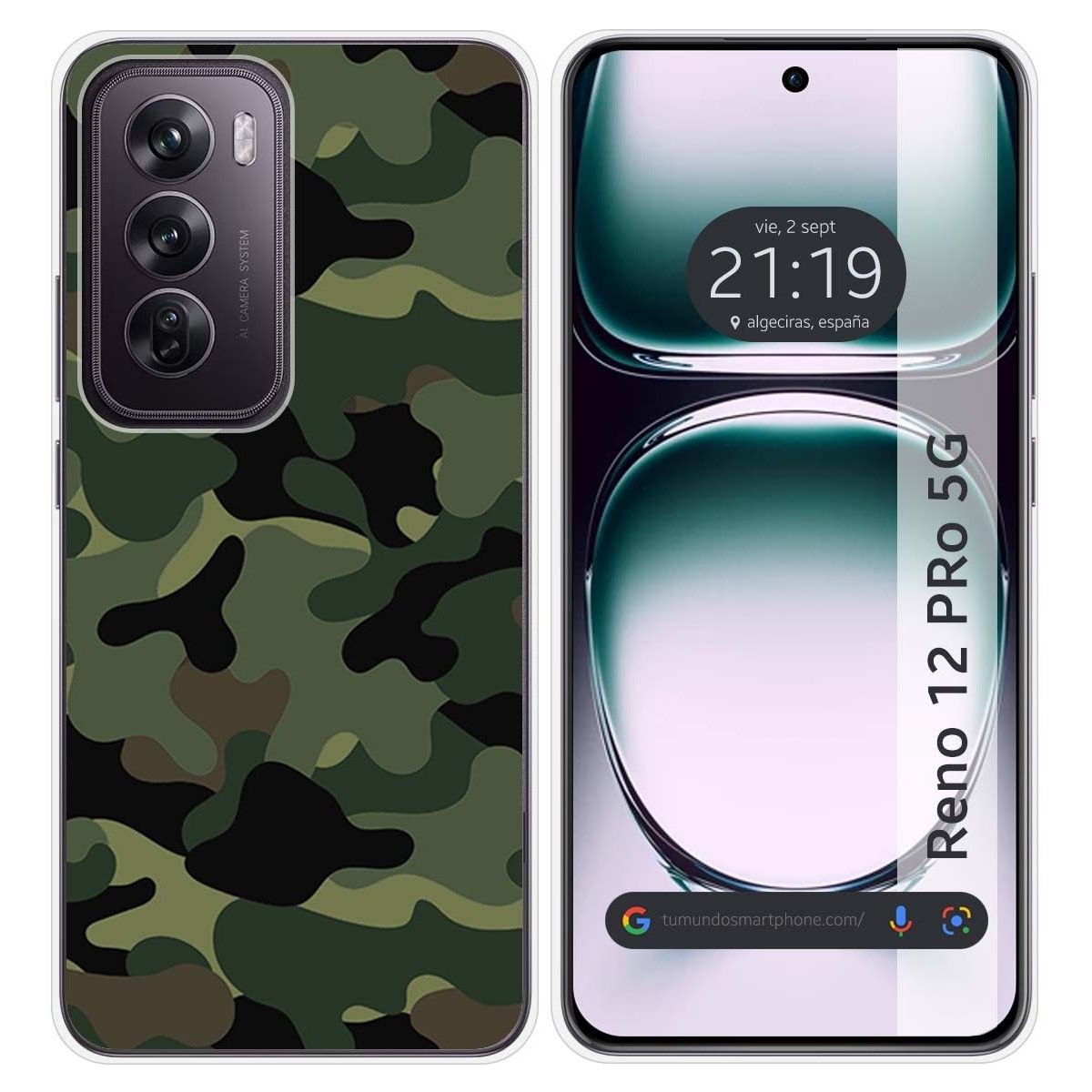 Funda Silicona para Oppo Reno 12 Pro 5G diseño Camuflaje Dibujos