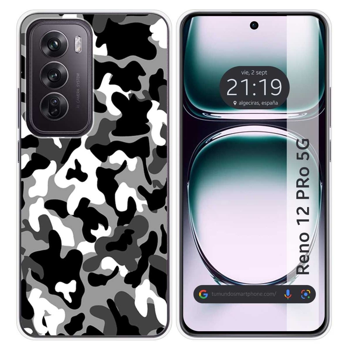 Funda Silicona para Oppo Reno 12 Pro 5G diseño Snow Camuflaje Dibujos