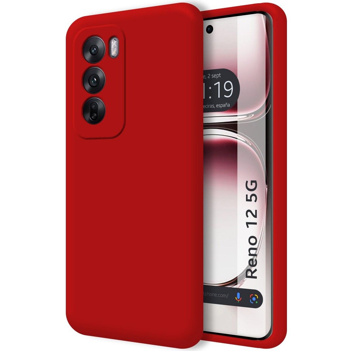 Funda Silicona Líquida Ultra Suave para Oppo Reno 12 5G color Roja