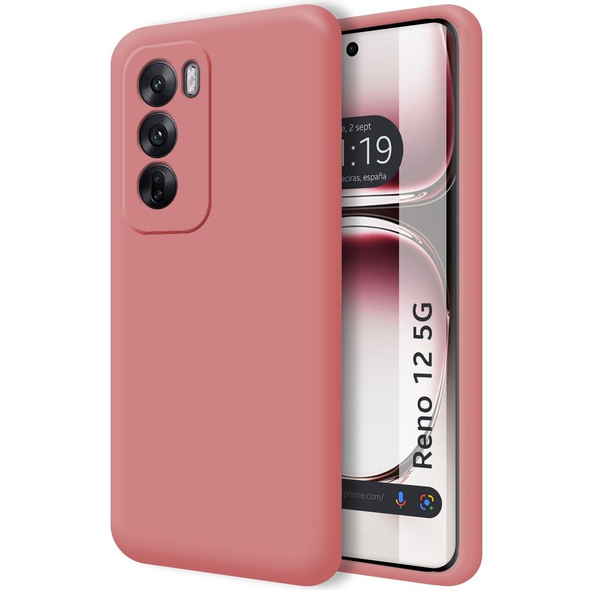 Funda Silicona Líquida Ultra Suave para Oppo Reno 12 5G color Rosa