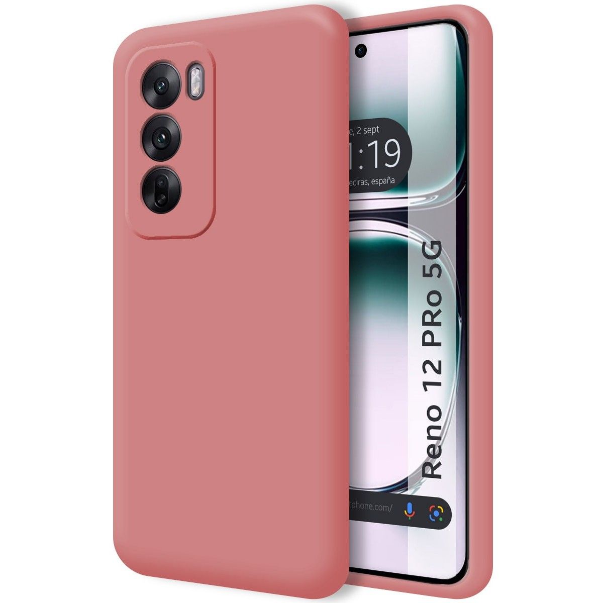 Funda Silicona Líquida Ultra Suave para Oppo Reno 12 Pro 5G color Rosa