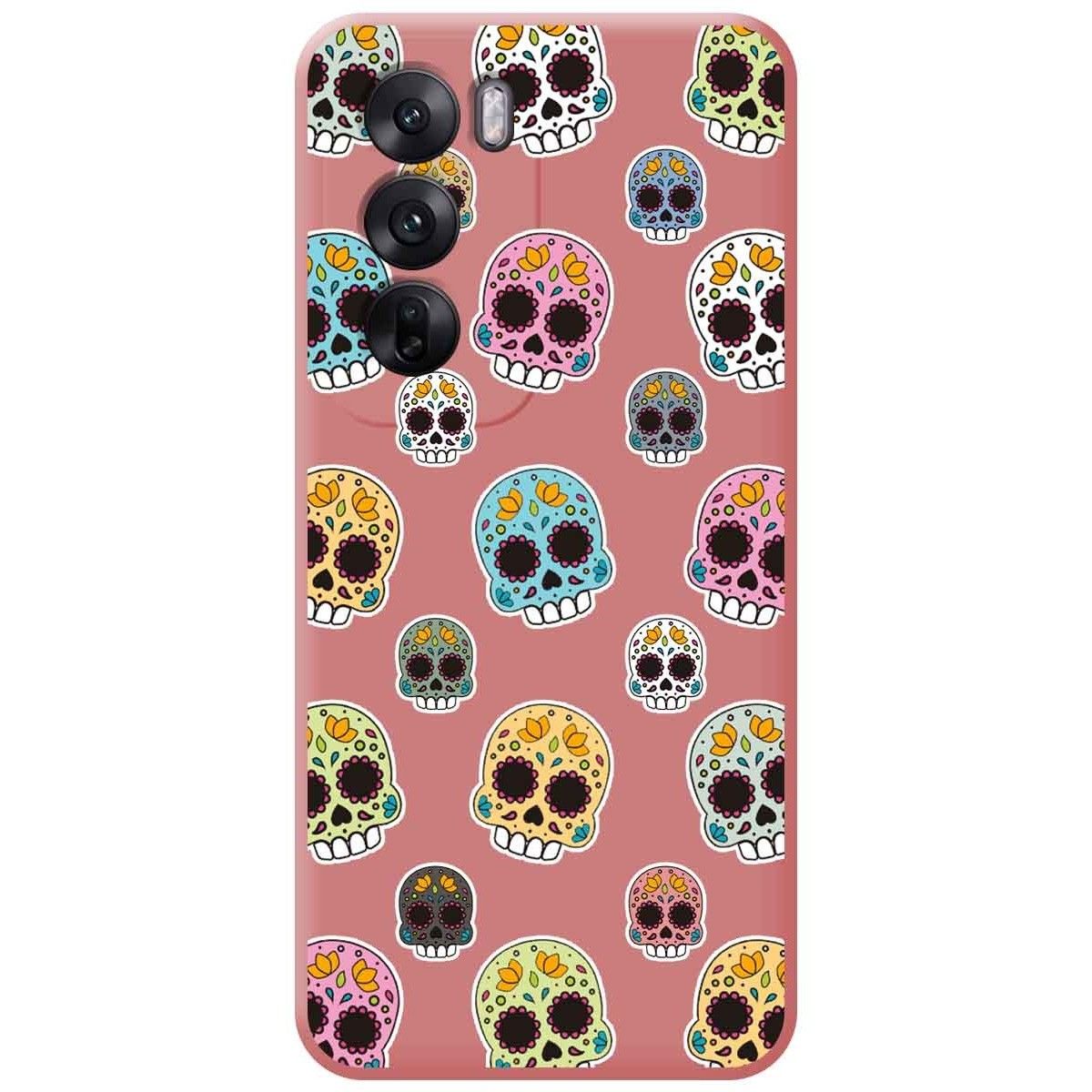 Funda Silicona Líquida Rosa para Oppo Reno 12 5G diseño Catrina Dibujos