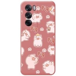 Funda Silicona Líquida Rosa para Oppo Reno 12 5G diseño Cerdos Dibujos