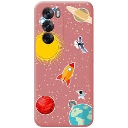 Funda Silicona Líquida Rosa para Oppo Reno 12 5G diseño Espacio Dibujos