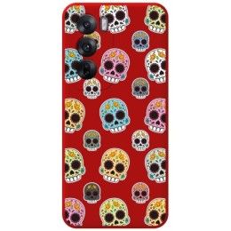 Funda Silicona Líquida Roja para Oppo Reno 12 5G diseño Catrina Dibujos