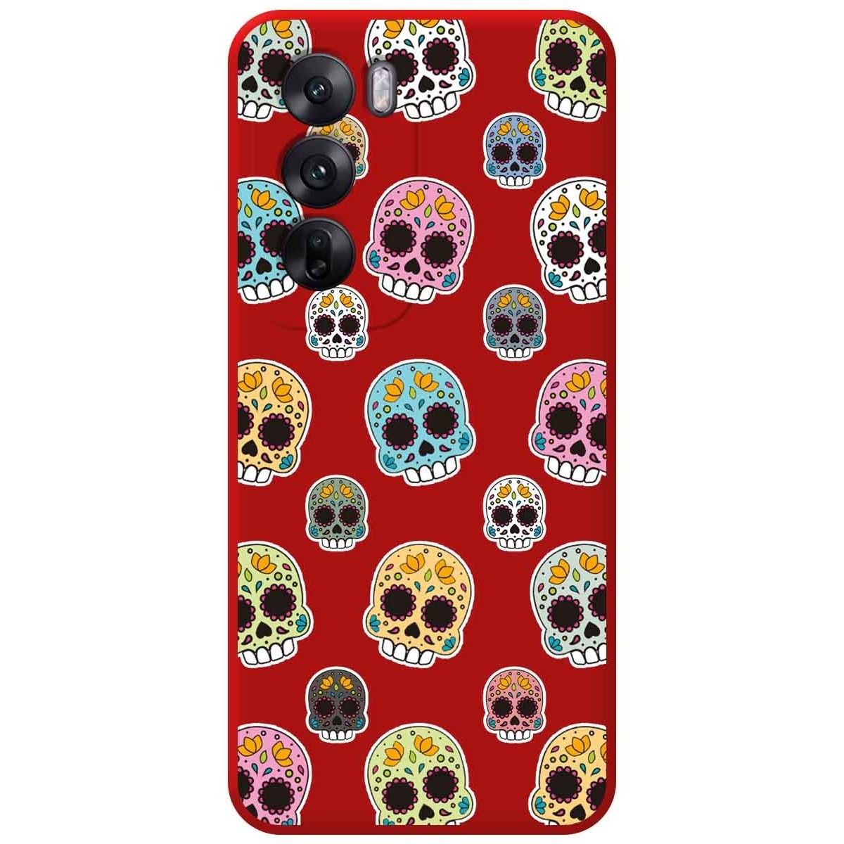 Funda Silicona Líquida Roja para Oppo Reno 12 5G diseño Catrina Dibujos