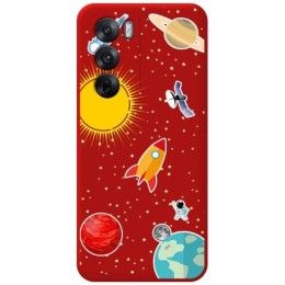 Funda Silicona Líquida Roja para Oppo Reno 12 5G diseño Espacio Dibujos