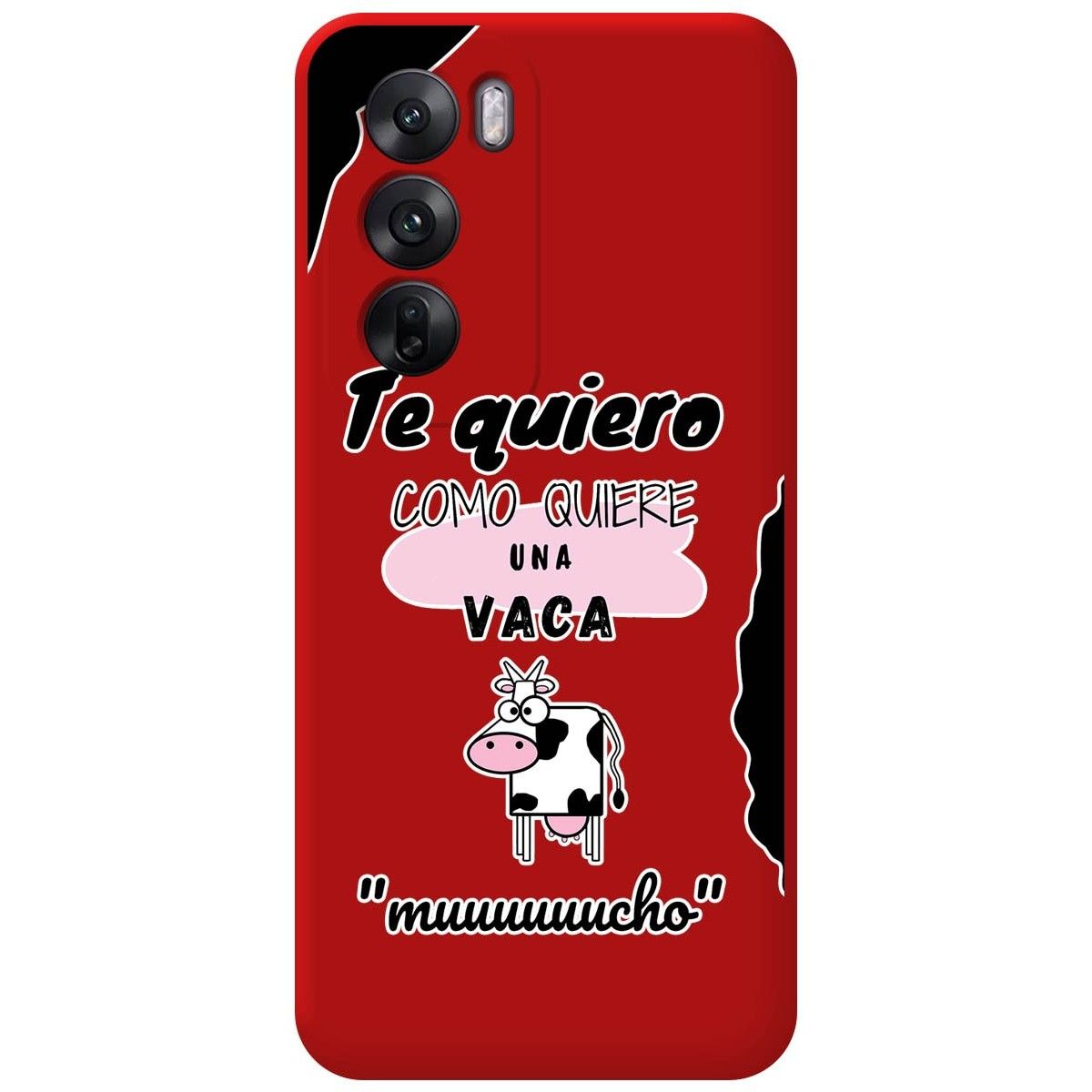 Funda Silicona Líquida Roja para Oppo Reno 12 5G diseño Vaca Dibujos