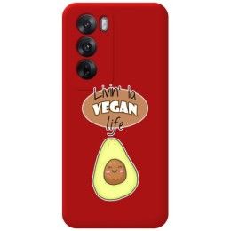 Funda Silicona Líquida Roja para Oppo Reno 12 5G diseño Vegan Life Dibujos