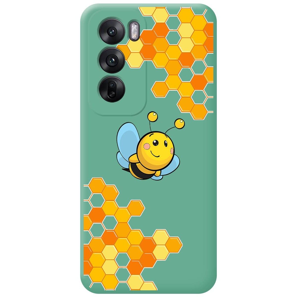 Funda Silicona Líquida Verde para Oppo Reno 12 5G diseño Abeja Dibujos