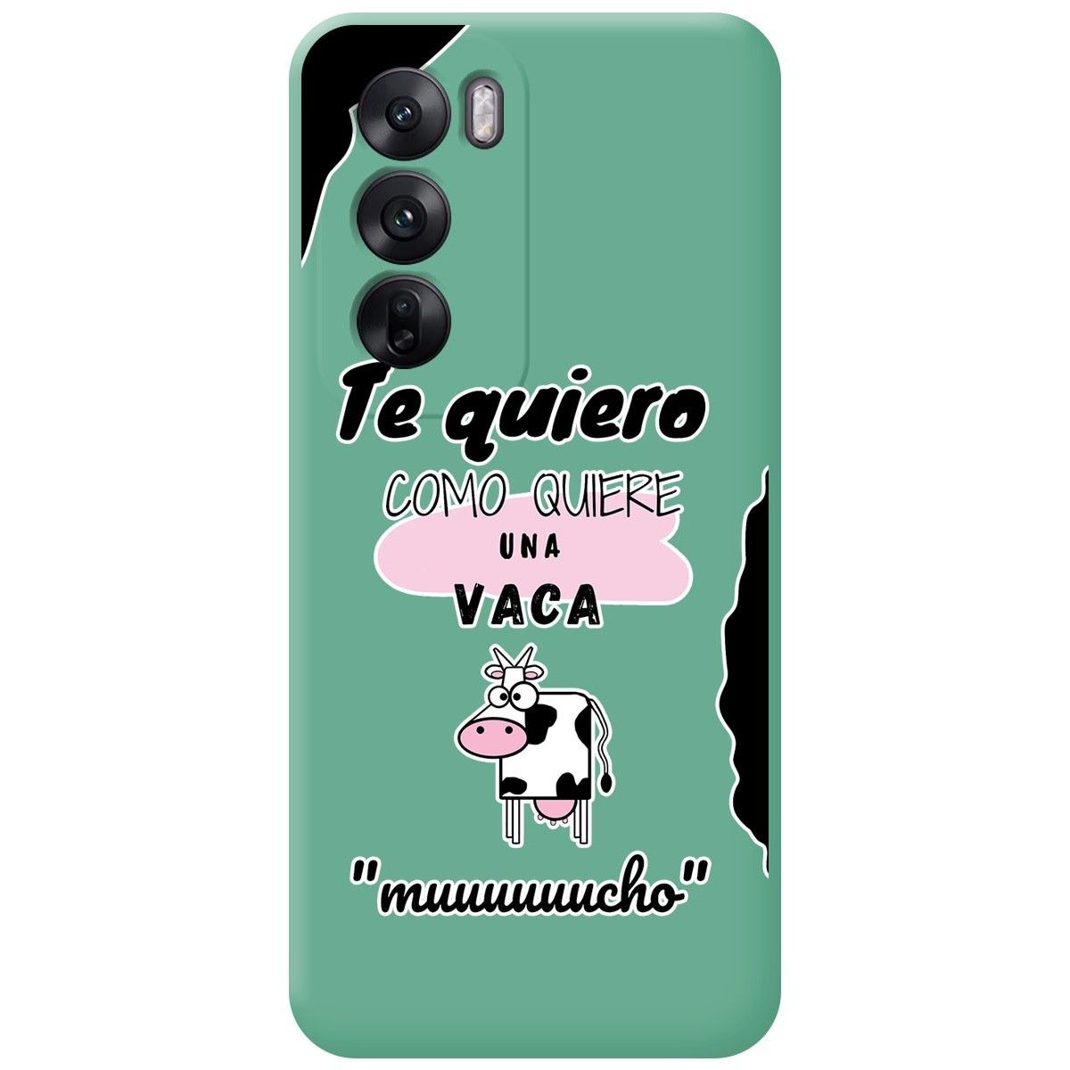 Funda Silicona Líquida Verde para Oppo Reno 12 5G diseño Vaca Dibujos