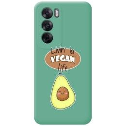 Funda Silicona Líquida Verde para Oppo Reno 12 5G diseño Vegan Life Dibujos