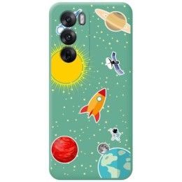 Funda Silicona Líquida Verde para Oppo Reno 12 Pro 5G diseño Espacio Dibujos