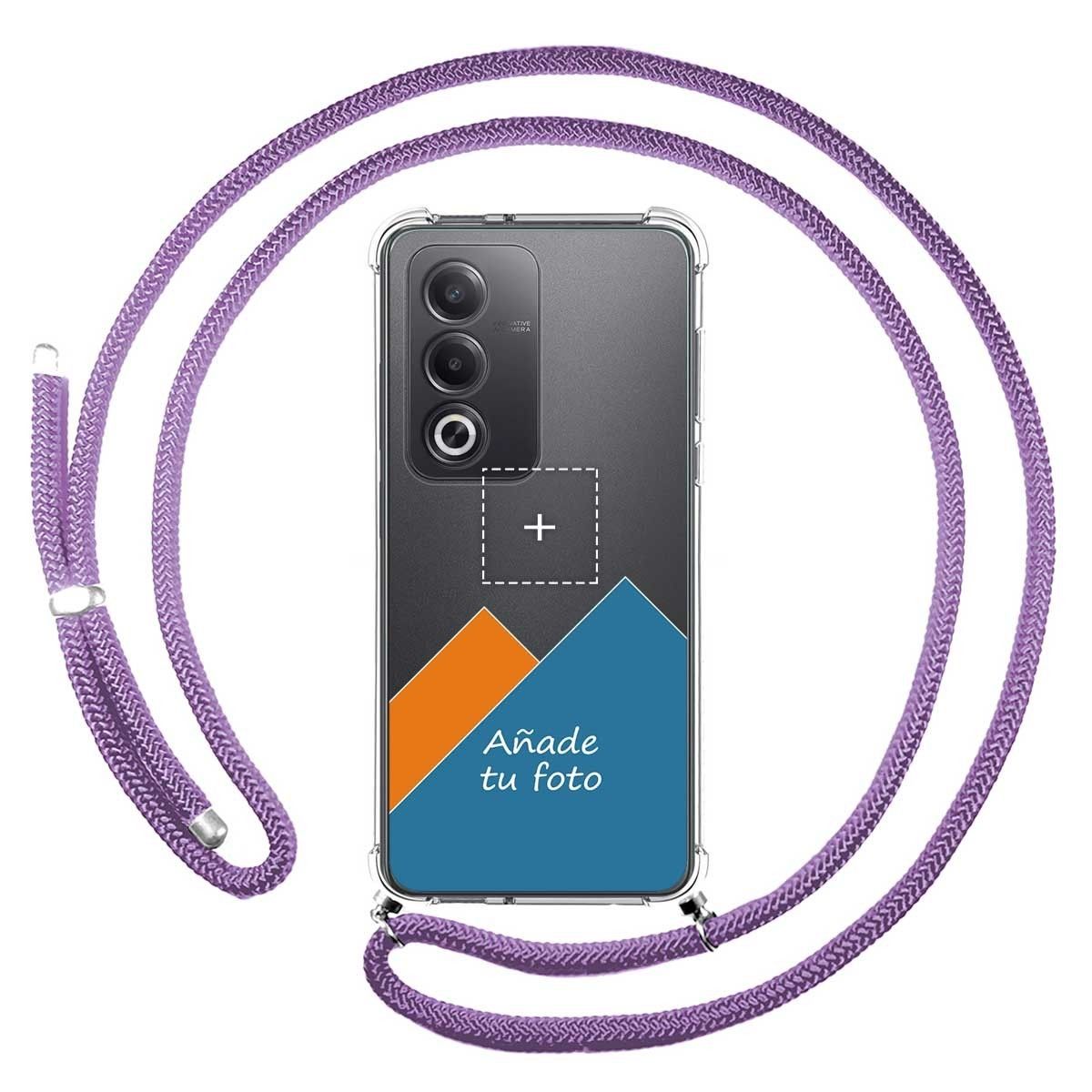 Personaliza tu Funda Colgante Transparente para Oppo A80 5G con Cordon Morado Dibujo Personalizada