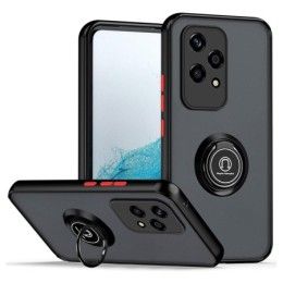 Funda Mate con Borde Negro y Anillo Giratorio 360 para Huawei Honor 200 Lite 5G