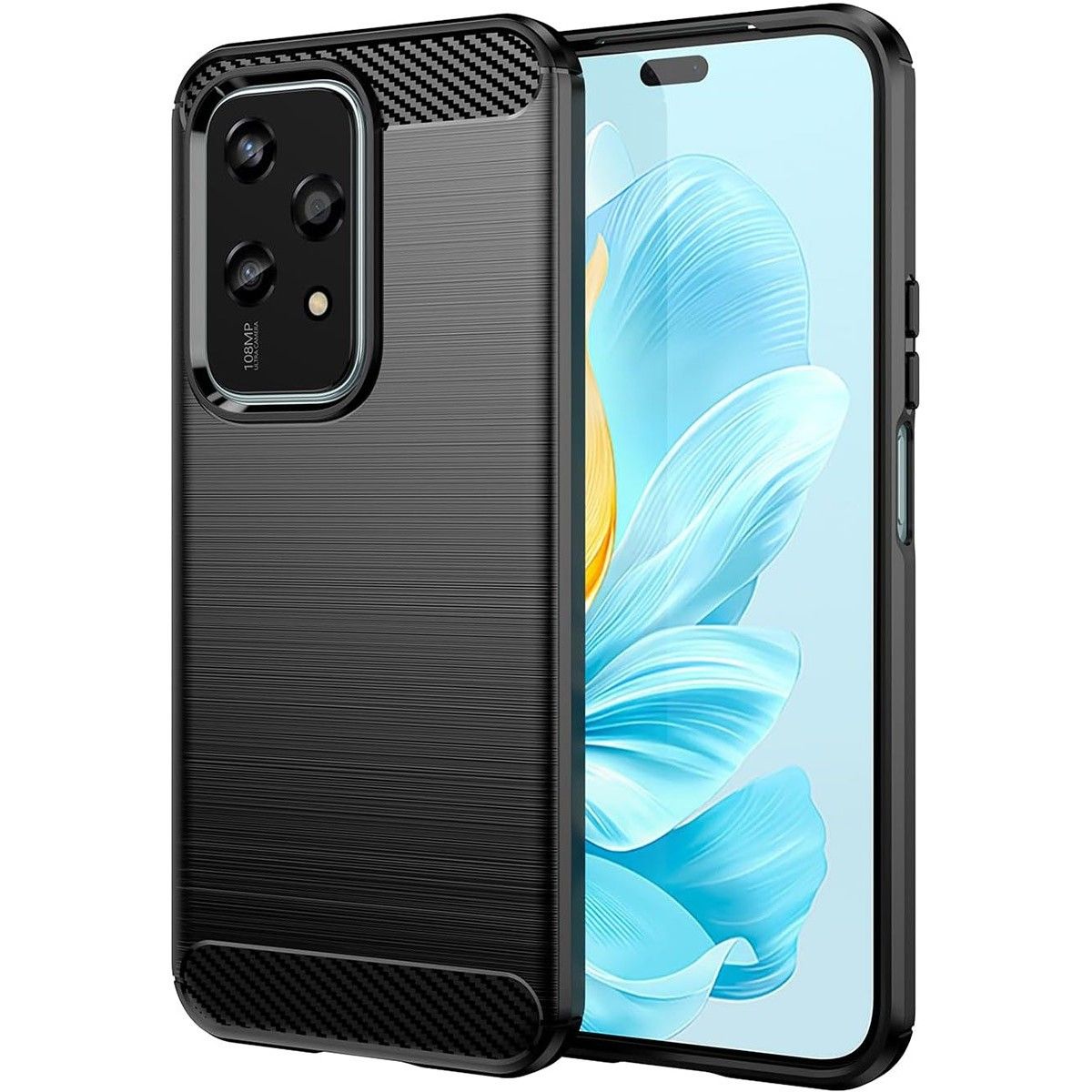 Funda Gel Tpu Tipo Carbon Negra para Huawei Honor 200 Lite 5G