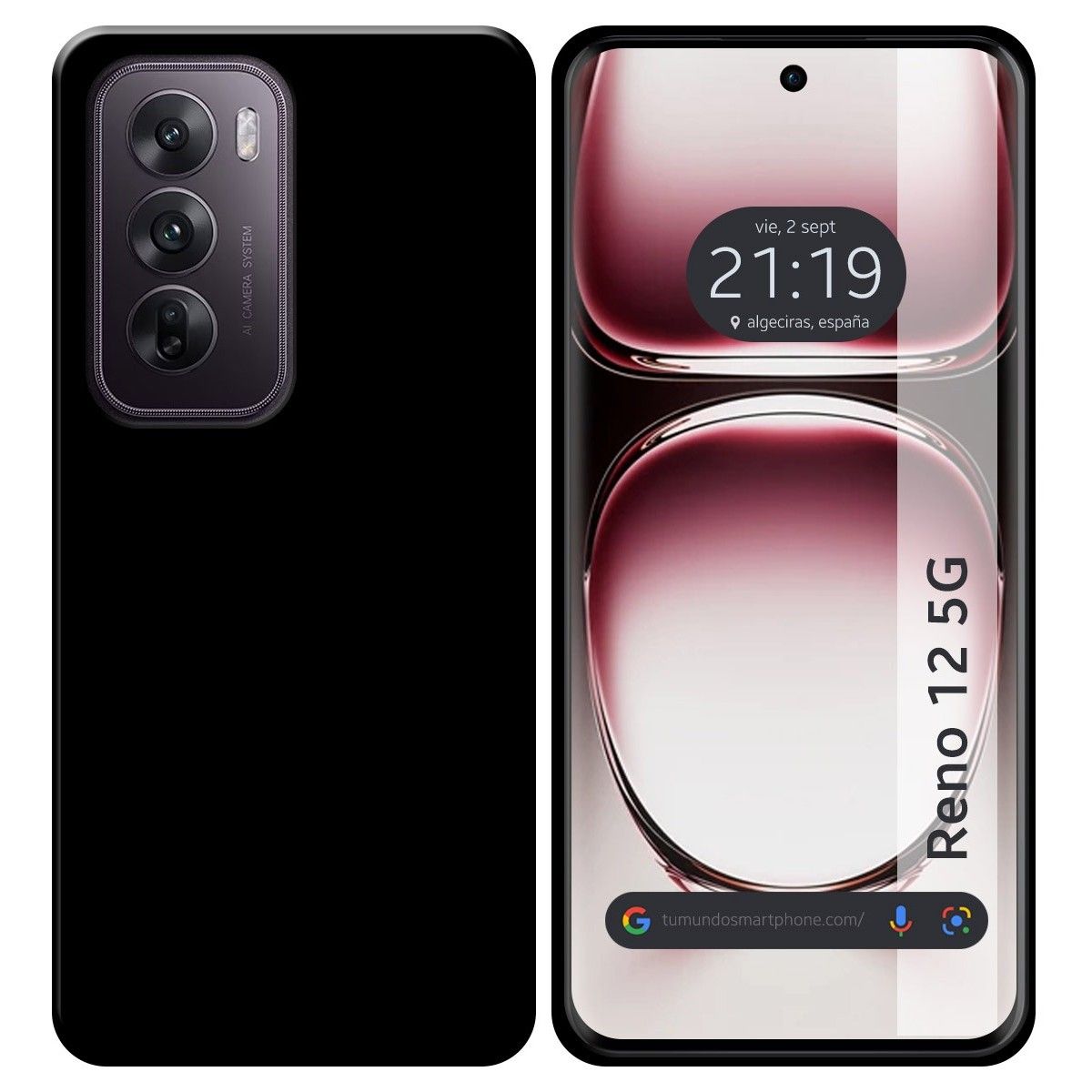 Funda Silicona Gel TPU Negra para Oppo Reno 12 5G