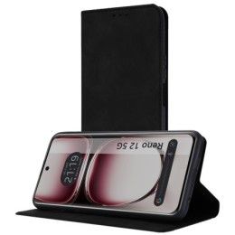 Funda Libro de Polipiel con tarjetero para Oppo Reno 12 5G color Negra