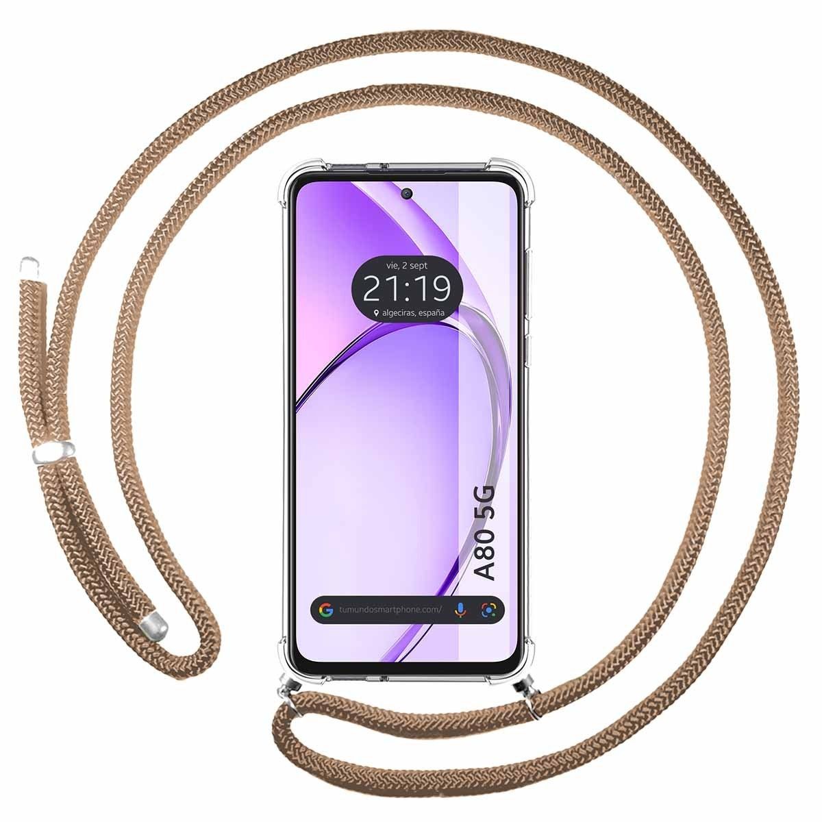 Funda Colgante Transparente para Oppo A80 5G con Cordon Camel