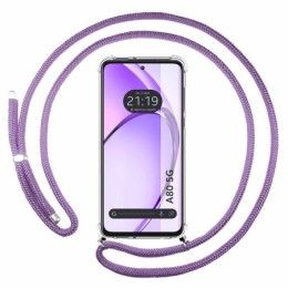 Funda Colgante Transparente para Oppo A80 5G con Cordon Morado