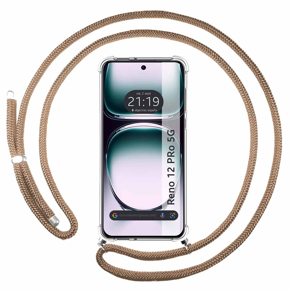 Funda Colgante Transparente para Oppo Reno 12 Pro 5G con Cordon Camel