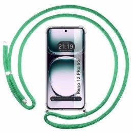 Funda Colgante Transparente para Oppo Reno 12 Pro 5G con Cordon Verde Agua