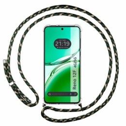 Funda Colgante Transparente para Oppo Reno 12F 4G / 12 F 5G con Cordon Verde / Dorado