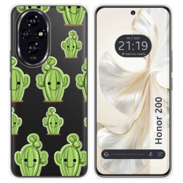 Funda Silicona Transparente para Huawei Honor 200 5G diseño Cactus Dibujos