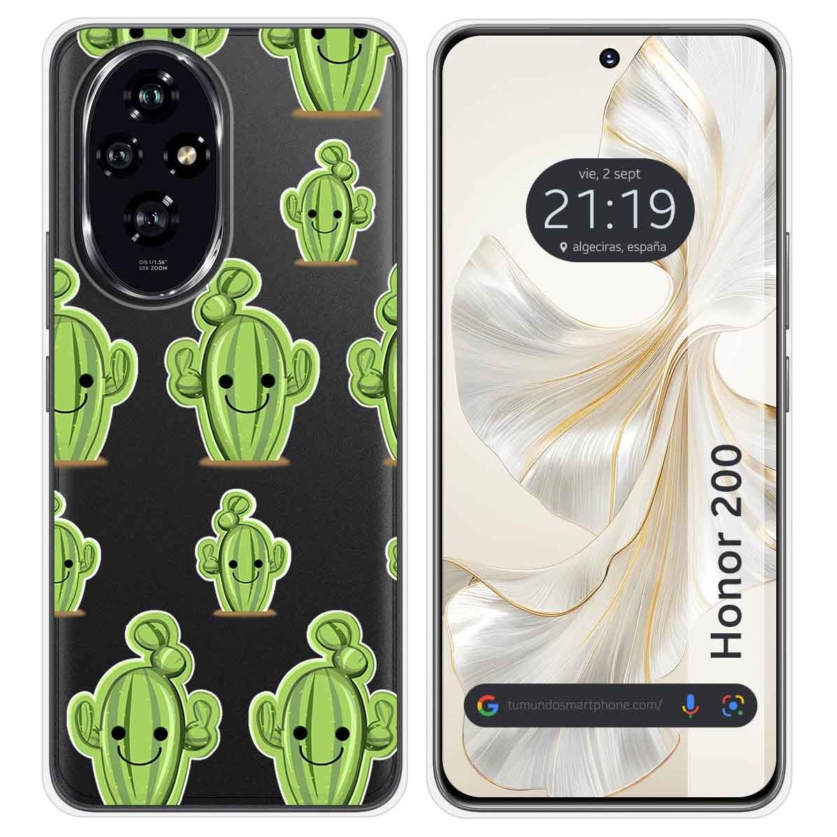 Funda Silicona Transparente para Huawei Honor 200 5G diseño Cactus Dibujos