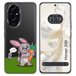 Funda Silicona Transparente para Huawei Honor 200 5G diseño Conejo Dibujos