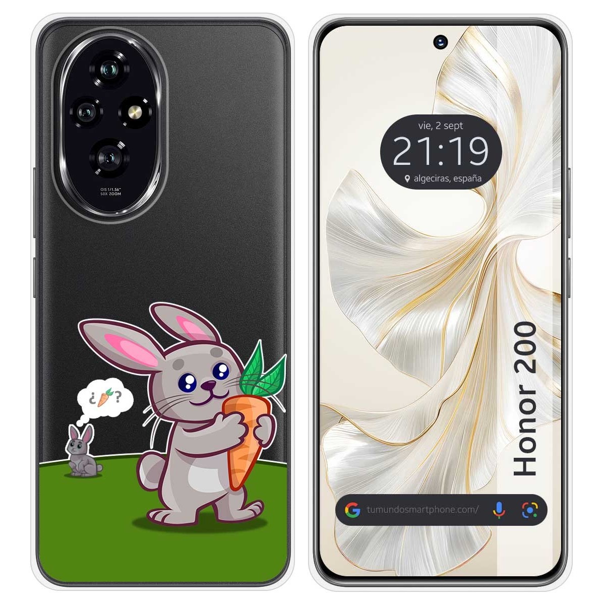 Funda Silicona Transparente para Huawei Honor 200 5G diseño Conejo Dibujos