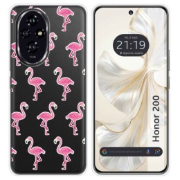 Funda Silicona Transparente para Huawei Honor 200 5G diseño Flamenco Dibujos