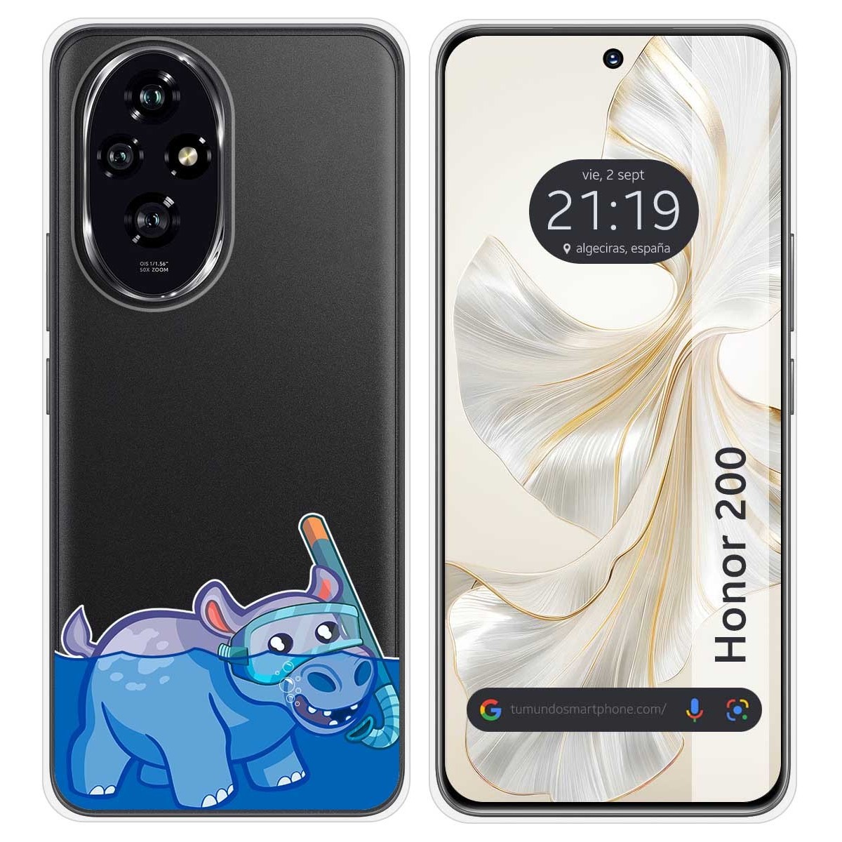 Funda Silicona Transparente para Huawei Honor 200 5G diseño Hipo Dibujos