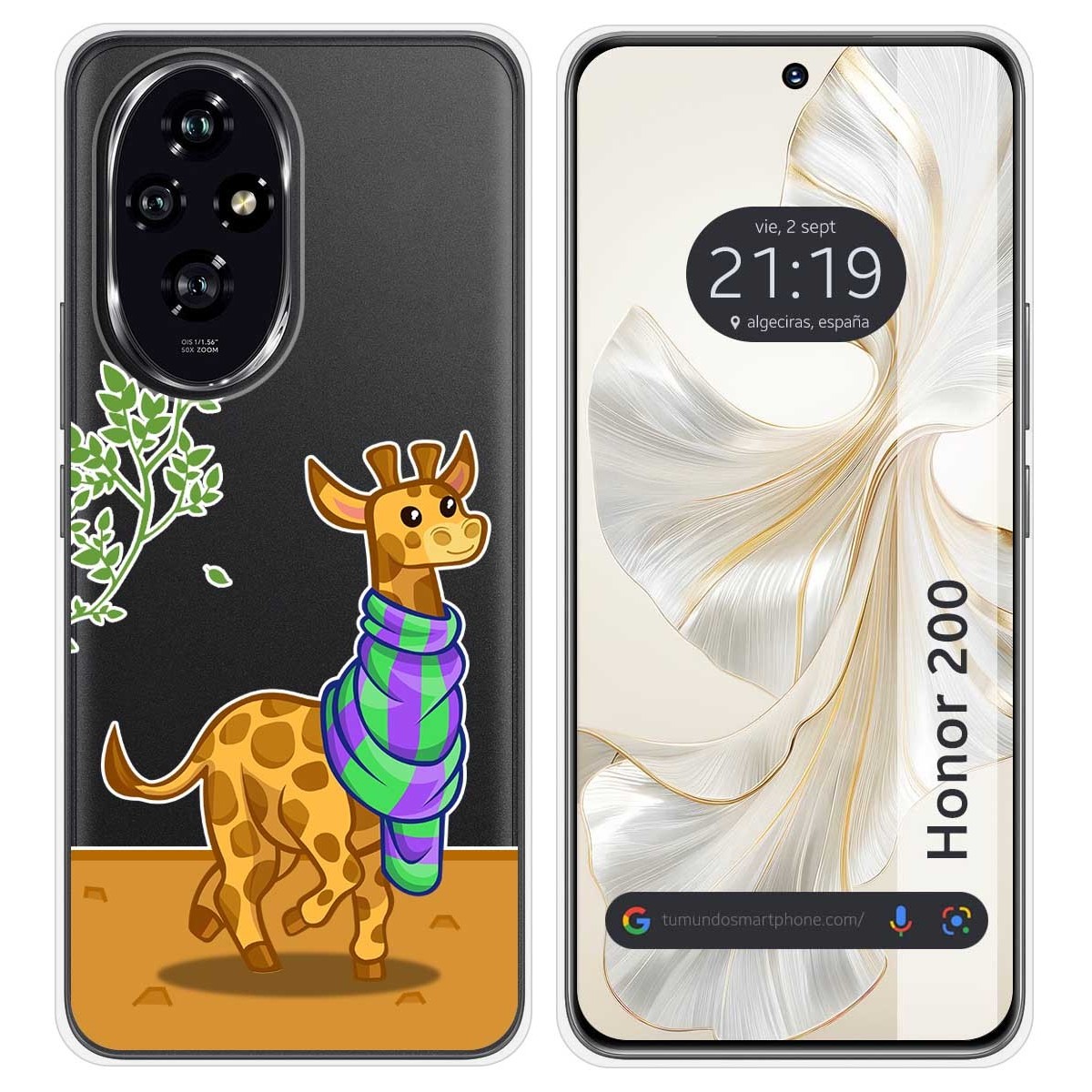 Funda Silicona Transparente para Huawei Honor 200 5G diseño Jirafa Dibujos