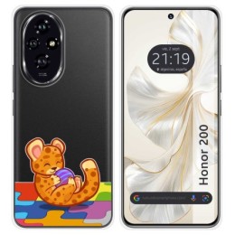 Funda Silicona Transparente para Huawei Honor 200 5G diseño Leopardo Dibujos