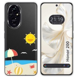 Funda Silicona Transparente para Huawei Honor 200 5G diseño Playa Dibujos