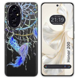 Funda Silicona Transparente para Huawei Honor 200 5G diseño Plumas Dibujos