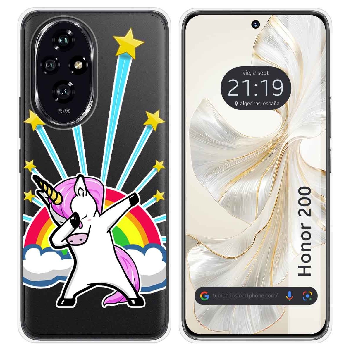 Funda Silicona Transparente para Huawei Honor 200 5G diseño Unicornio Dibujos