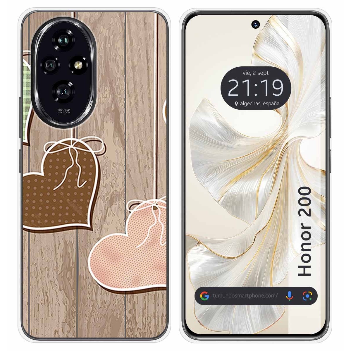 Funda Silicona para Huawei Honor 200 5G diseño Corazones Madera Dibujos