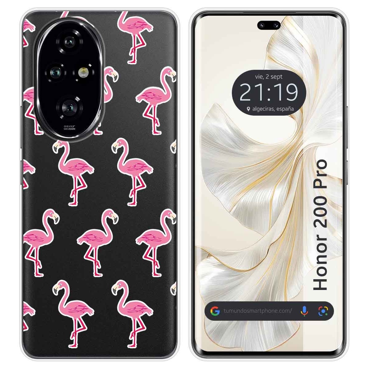 Funda Silicona Transparente para Huawei Honor 200 Pro 5G diseño Flamenco Dibujos