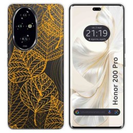 Funda Silicona Transparente para Huawei Honor 200 Pro 5G diseño Hojas Dibujos