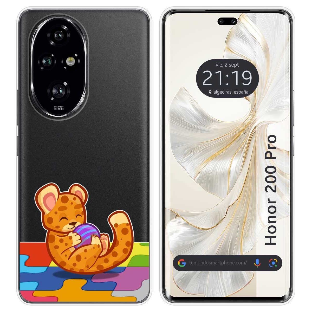 Funda Silicona Transparente para Huawei Honor 200 Pro 5G diseño Leopardo Dibujos