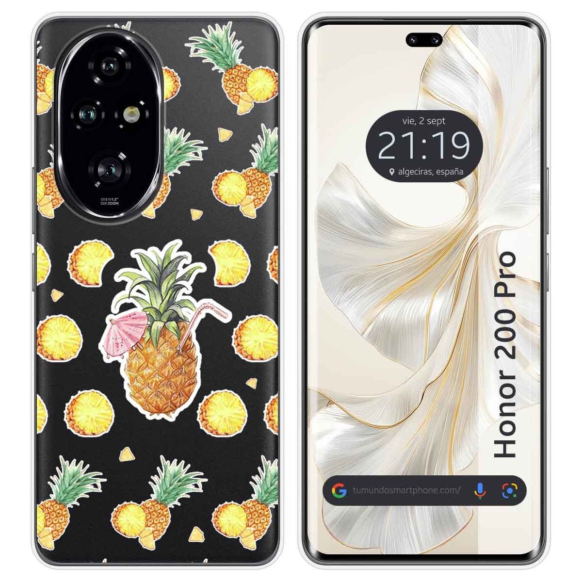 Funda Silicona Transparente para Huawei Honor 200 Pro 5G diseño Piña Dibujos