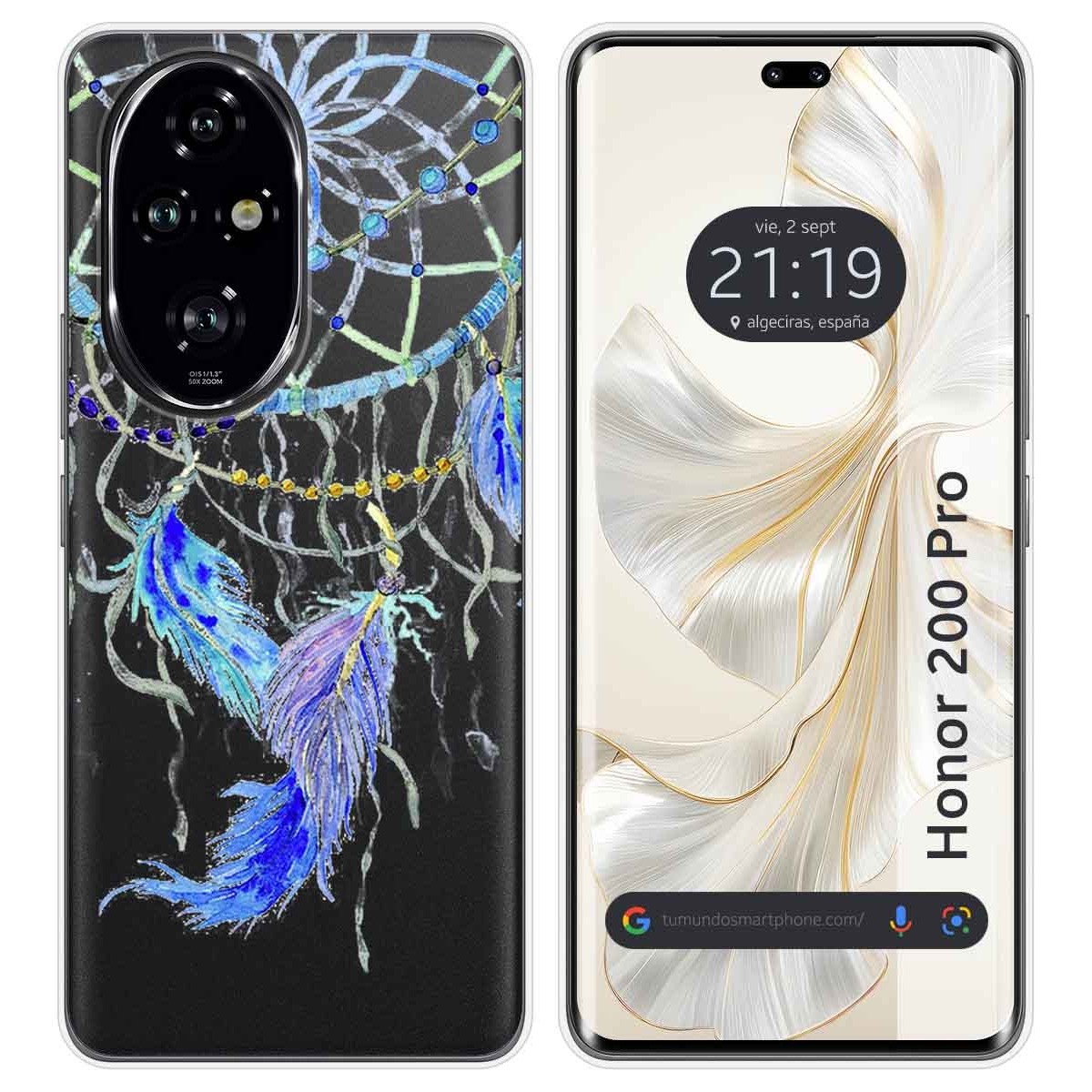 Funda Silicona Transparente para Huawei Honor 200 Pro 5G diseño Plumas Dibujos