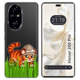 Funda Silicona Transparente para Huawei Honor 200 Pro 5G diseño Tigre Dibujos