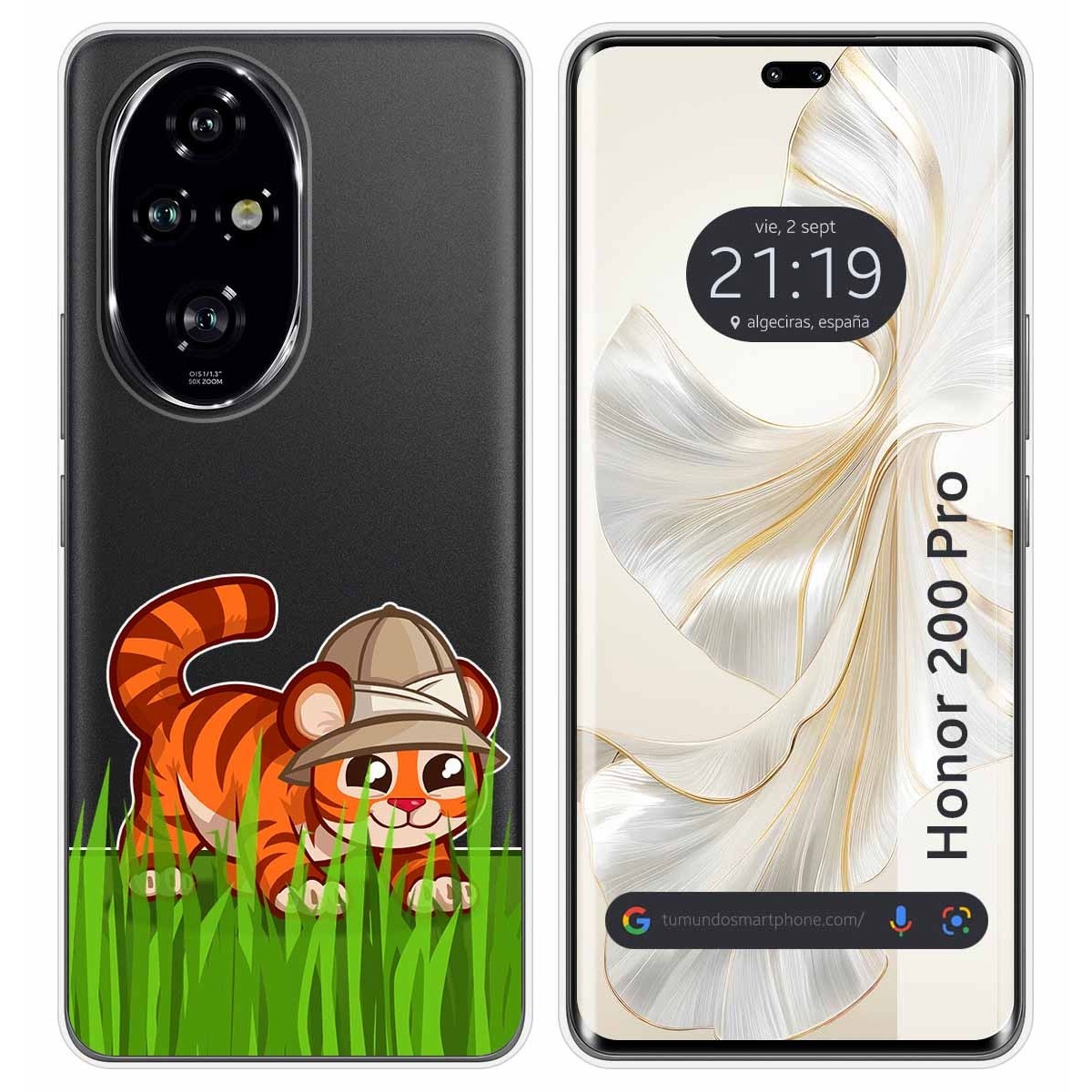 Funda Silicona Transparente para Huawei Honor 200 Pro 5G diseño Tigre Dibujos